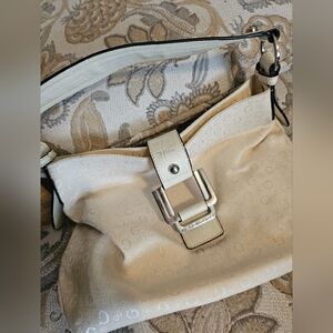 Guess Ivory and White Shoulder Bag